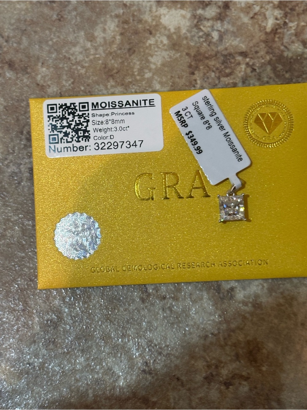 3ct Princess cut Moissanite pendant